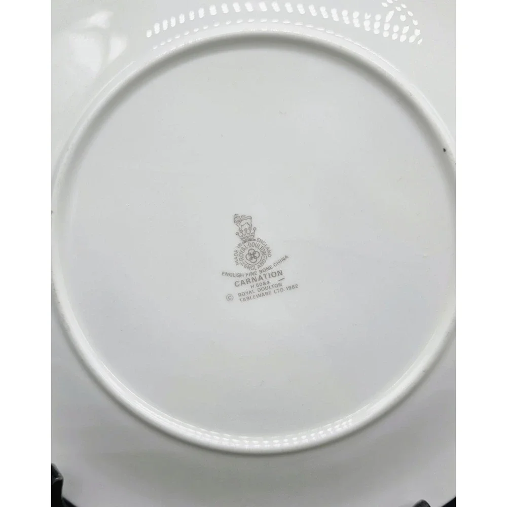 Set/6 Vintage Royal Doulton Carnation Salad Dessert Plate Floral Flower 8.25
